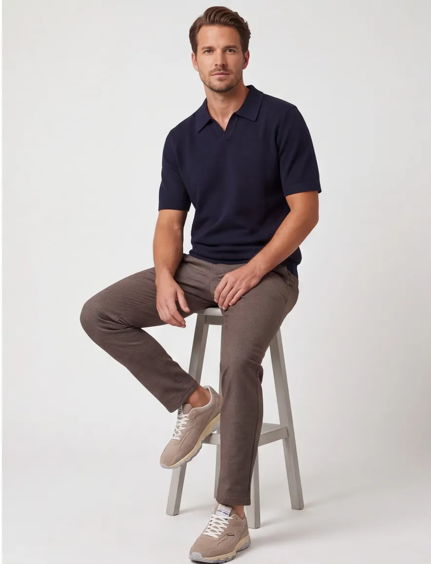 Jack & Jones polo met v-hals donkerblauw