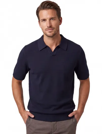 Jack & Jones Jack & Jones Plus Size polo donkerblauw wijde fit v-hals