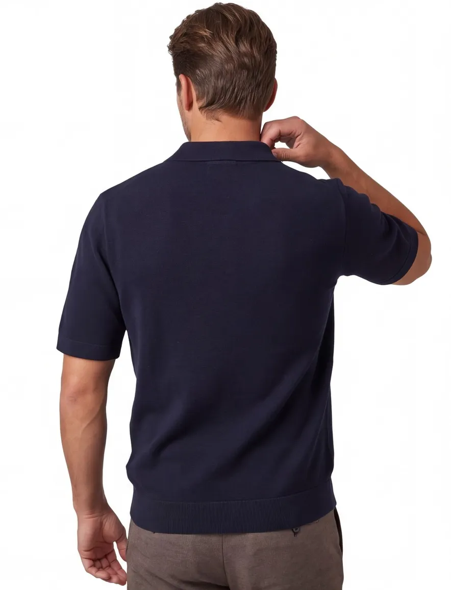 Jack & Jones polo met v-hals donkerblauw korte mouw