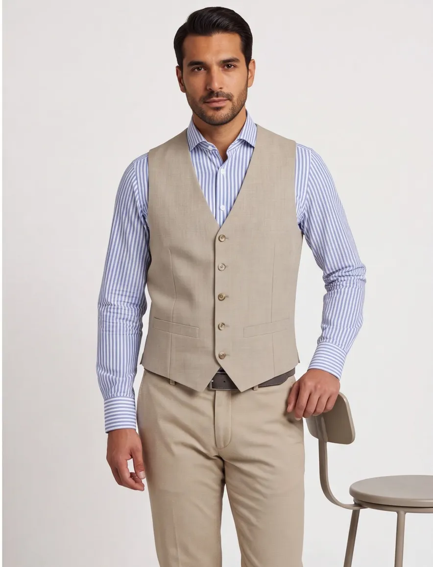 Roy Robson Gilet beige wol