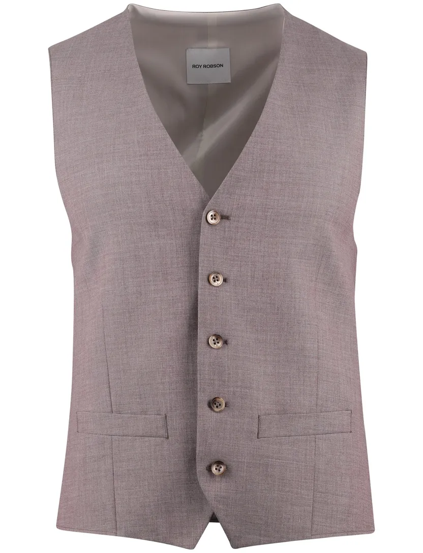 Gilet Roy Robson roze gemeleerd slim fit wol