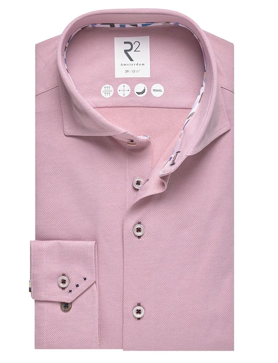 R2 overhemd roze Modern Fit