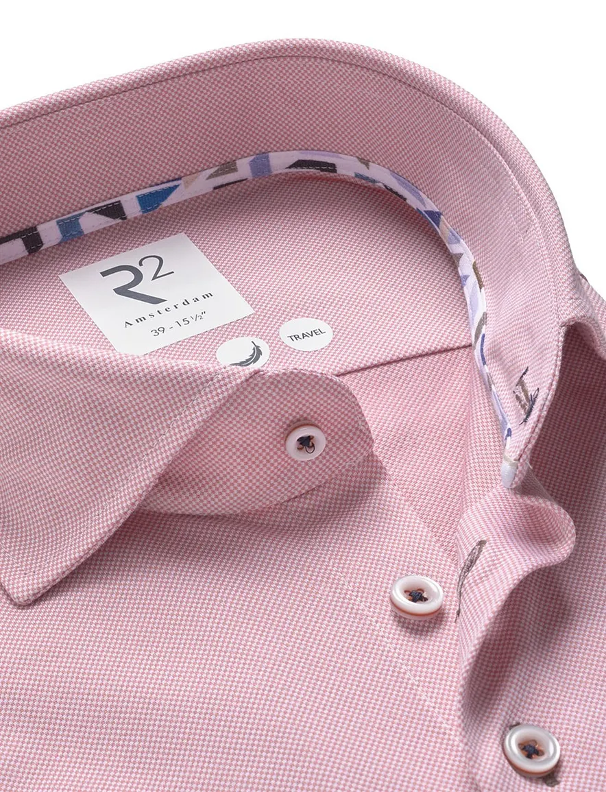 R2 overhemd roze Modern Fit