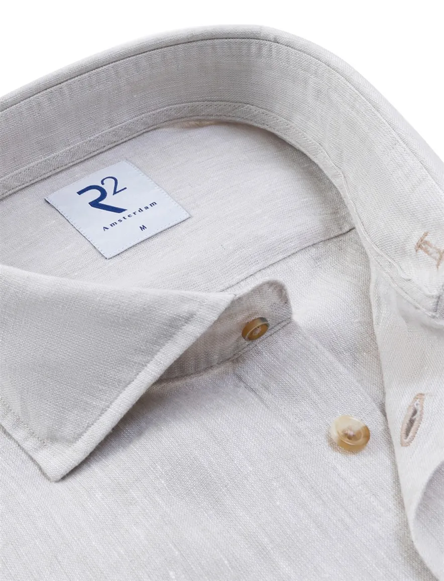 R2 Amsterdam overhemd beige linnen