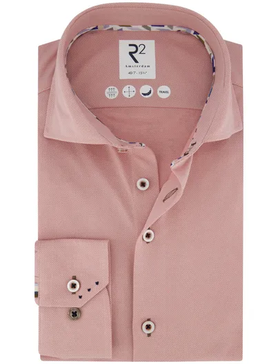 R2 R2 Travel overhemd mouwlengte 7 roze