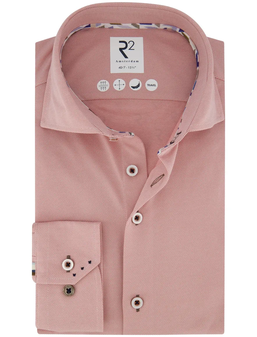 R2 Travel overhemd mouwlengte 7 roze