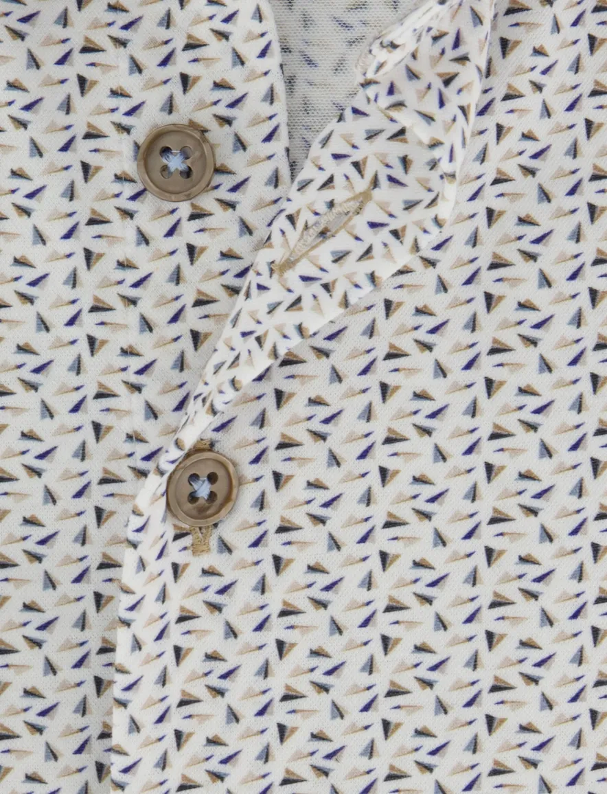 R2 overhemd mouwlengte 7 beige blauw