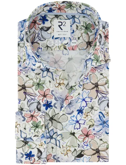 R2 R2 overhemd mouwlengte 7 bloemen print