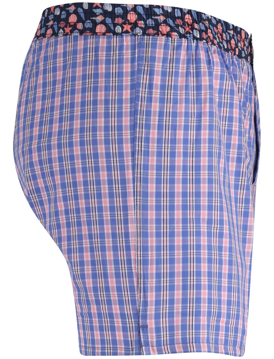 Mc Alson Boxershort roze blauw geruit 100% katoen
