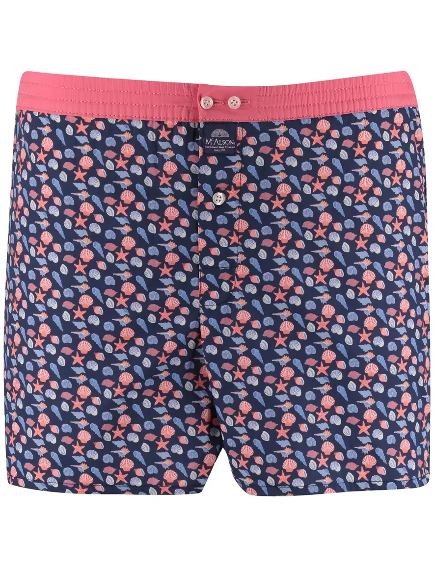 Mc Alson Boxershort donkerblauw roze schelpen