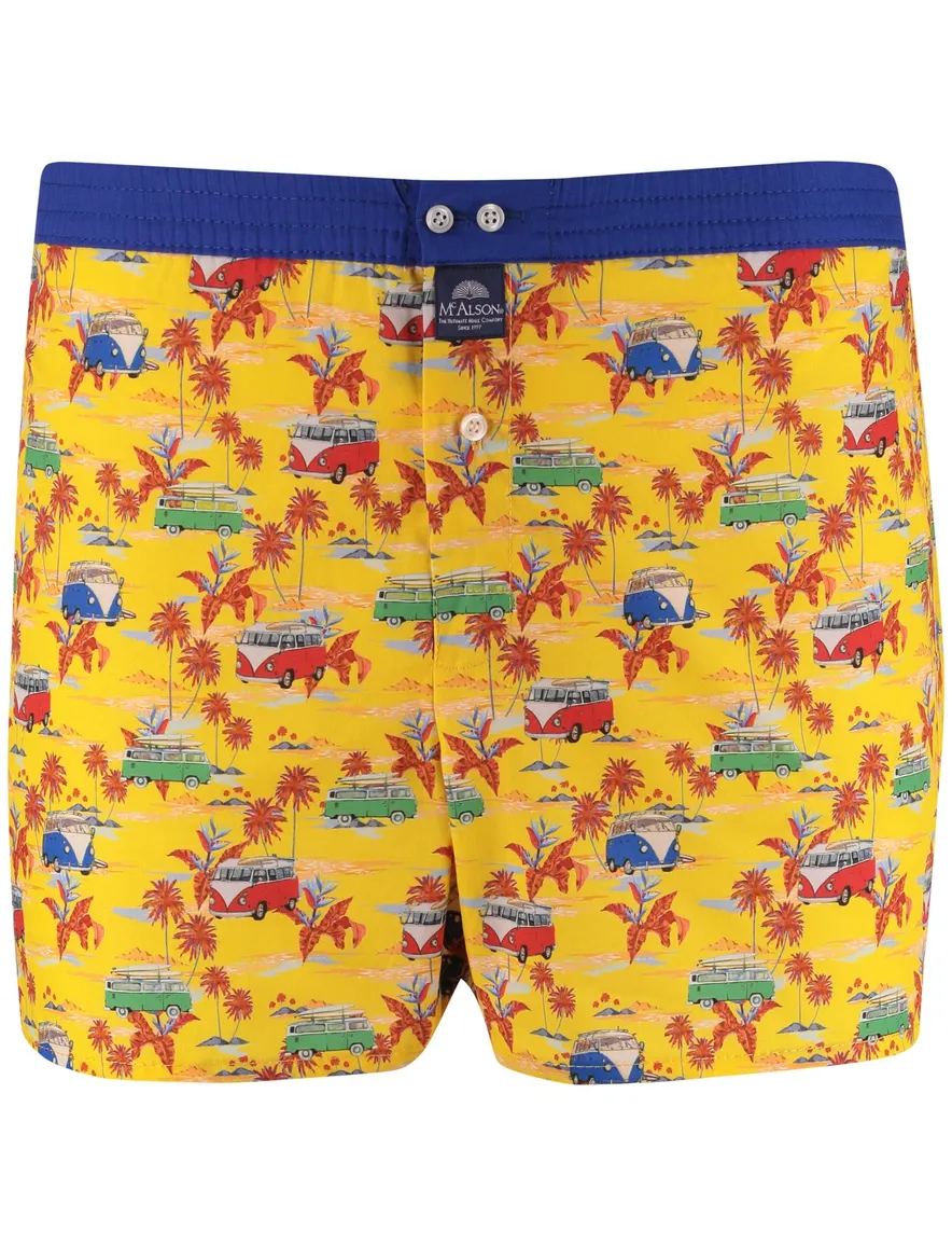 Mc Alson Boxershort geel busjes print 100% katoen