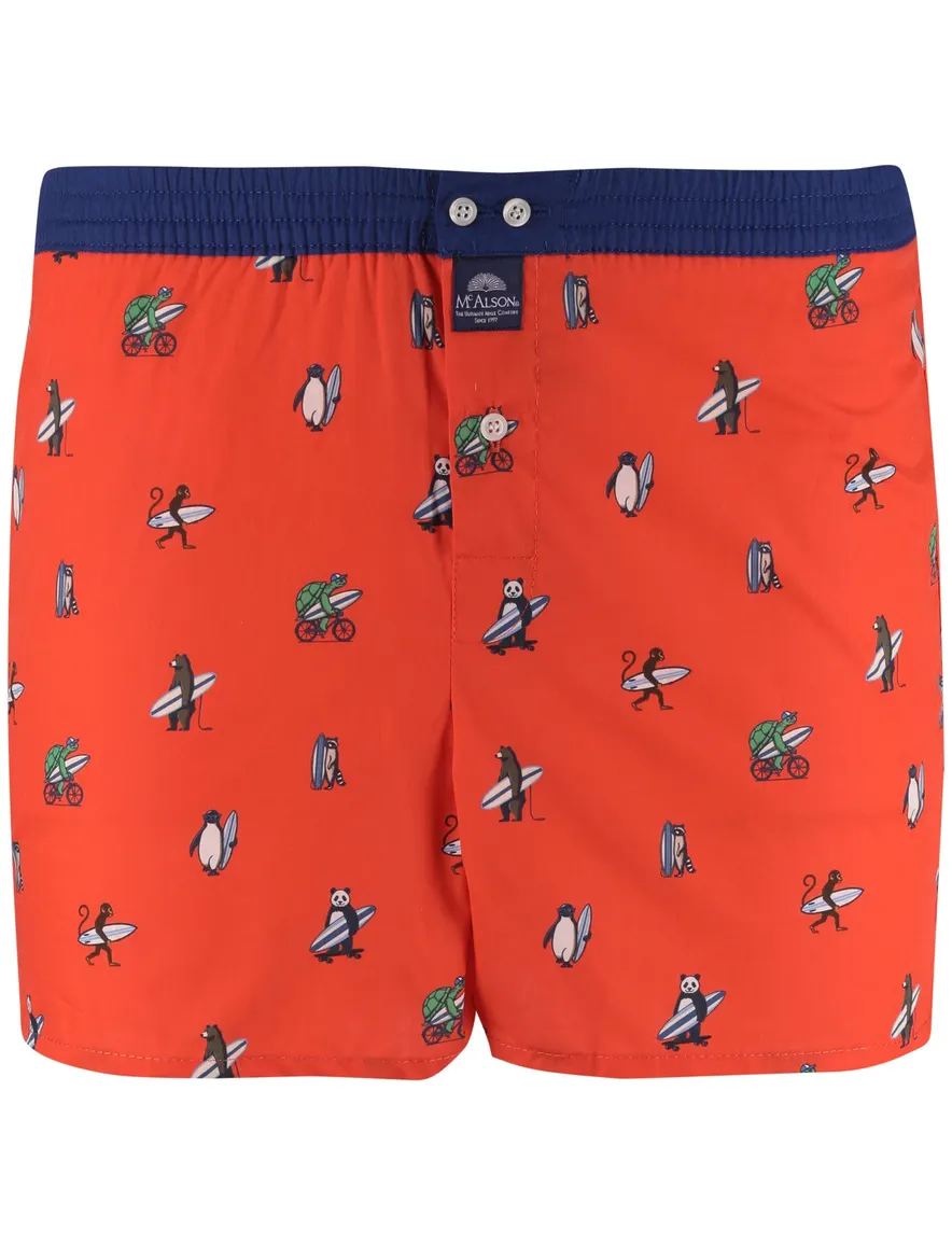 Oranje boxershort surfprint katoen Mc Alson