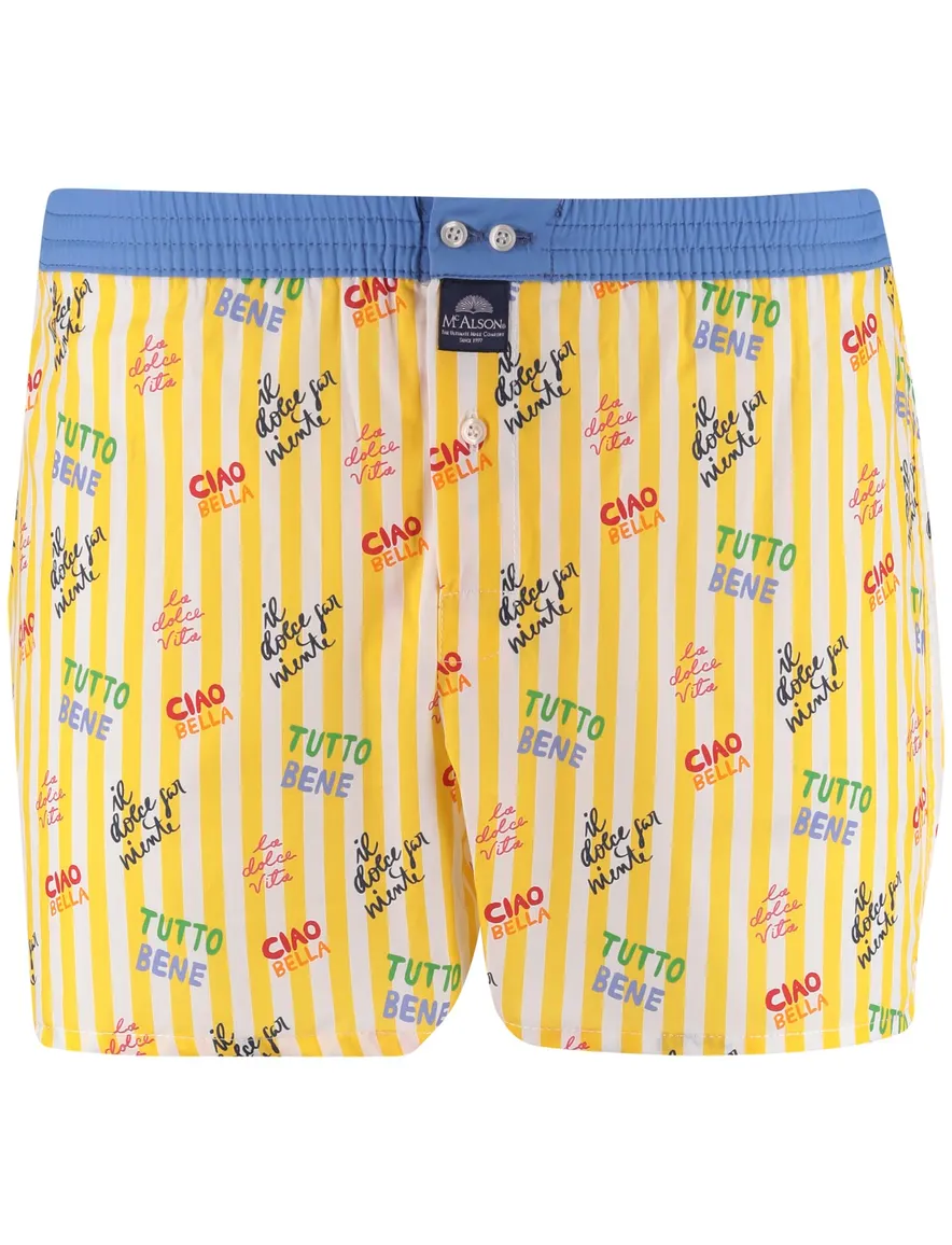 Mc Alson Boxershort geel gestreept tekst italie