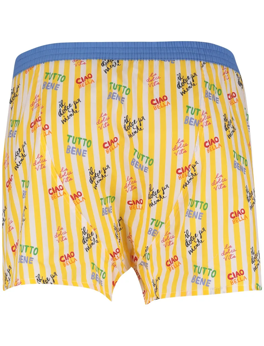 Mc Alson Boxershort geel gestreept tekst italie