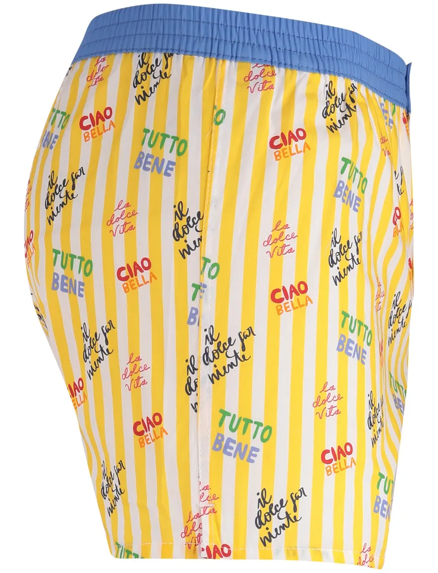 Mc Alson Boxershort geel gestreept tekst italie