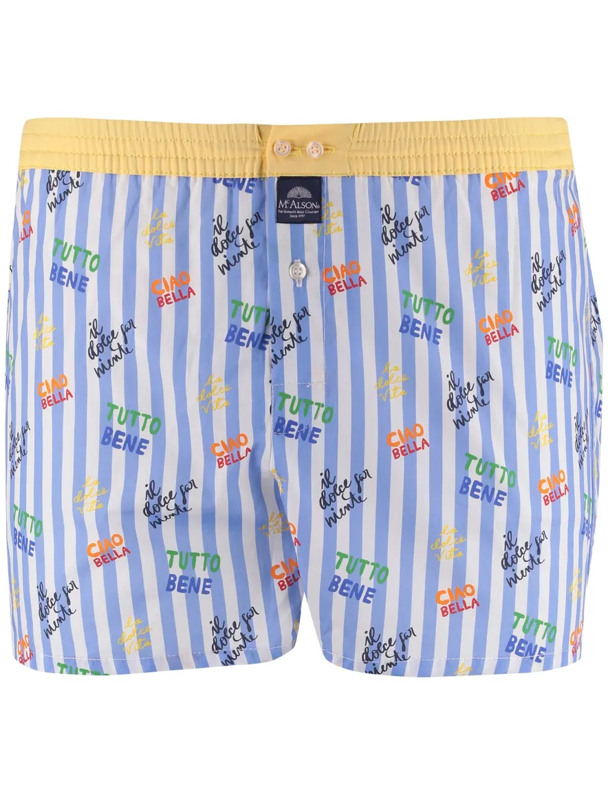 Mc Alson Boxershort lichtblauw gestreept met print