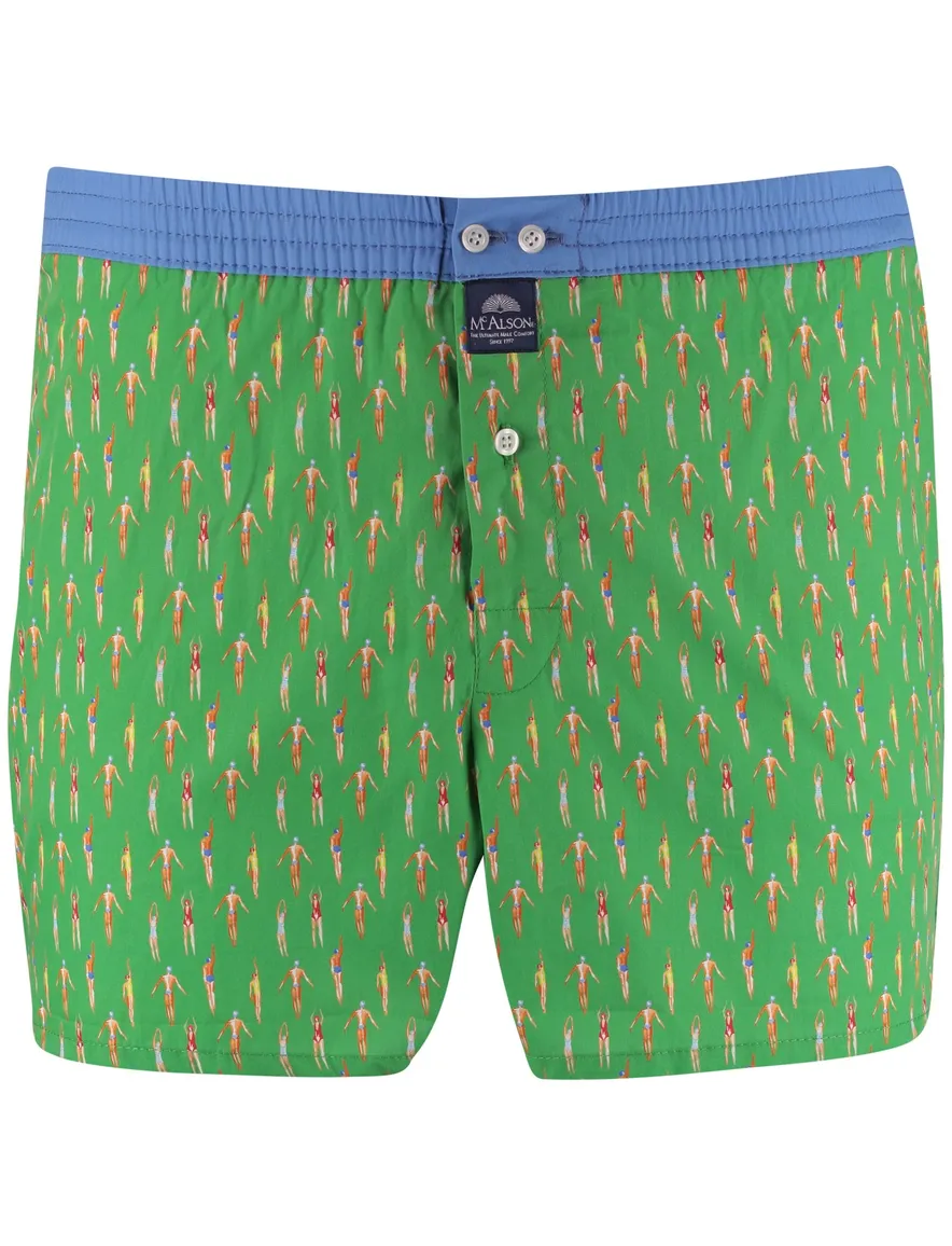 Mc Alson Boxershort groen zwemmen print 100% katoen
