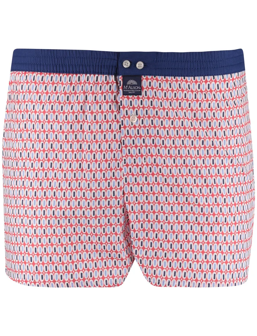 Mc Alson Boxershort rood blauw geprint 100% katoen