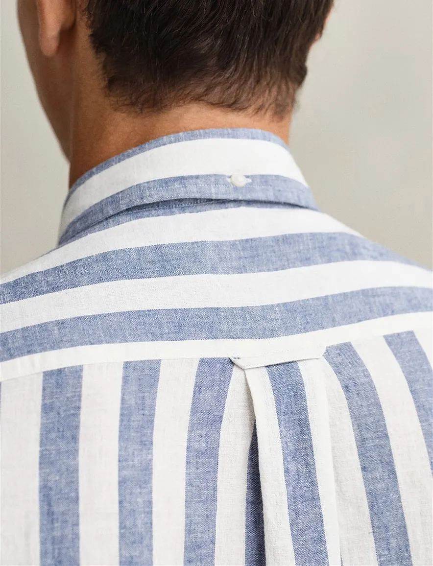 Blauw gestreept overhemd Gant wijde fit borstzak
