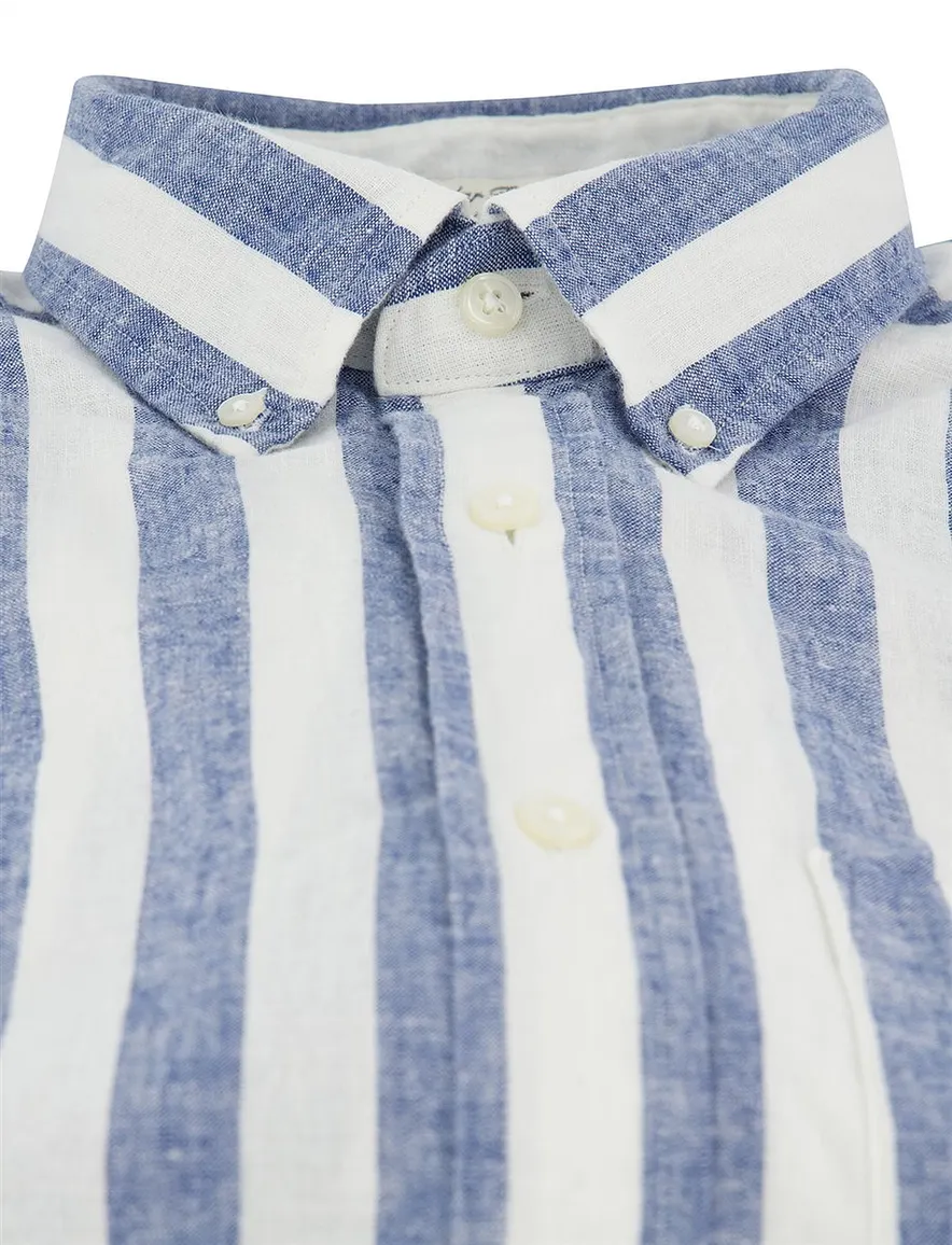 Blauw gestreept overhemd Gant wijde fit borstzak
