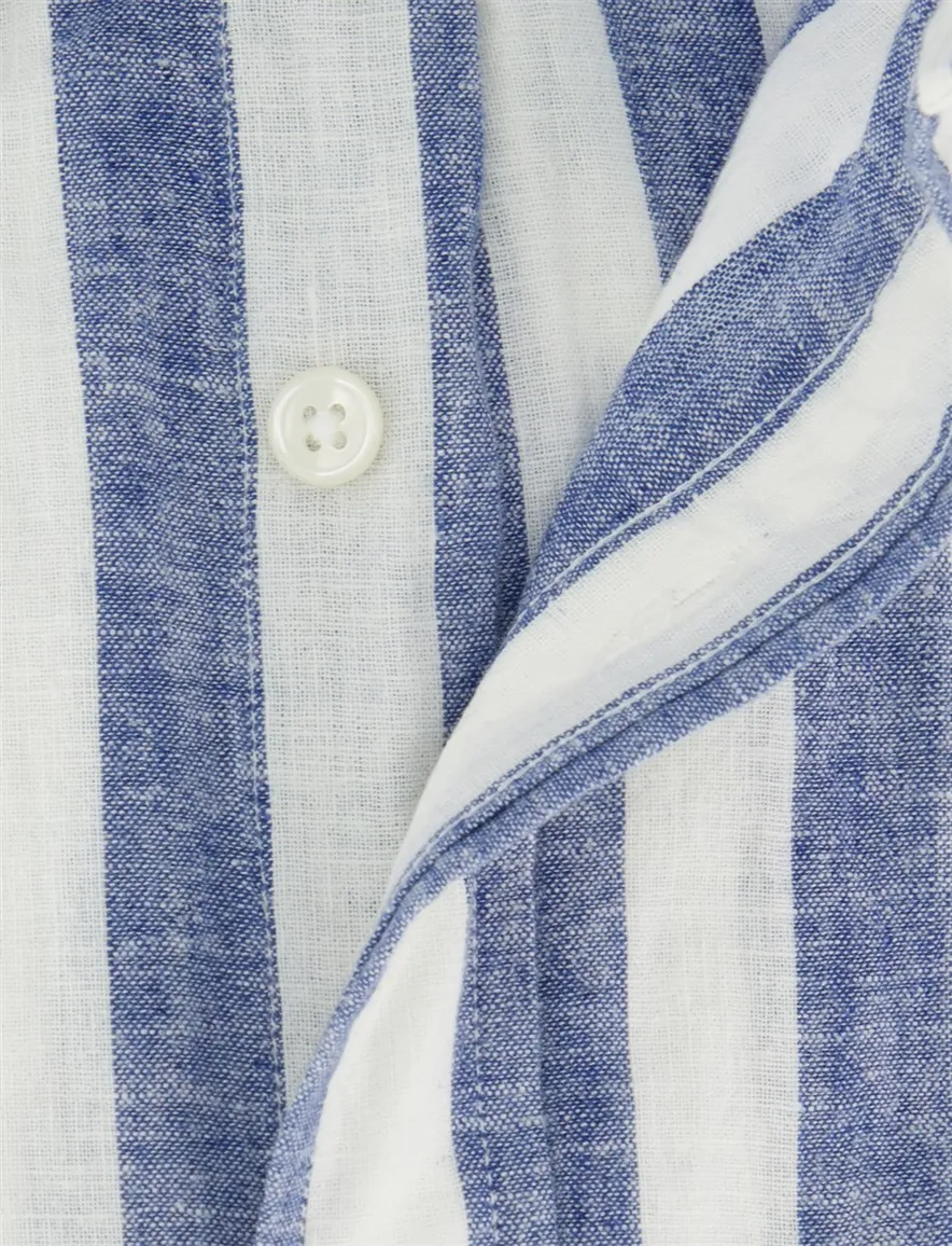 Blauw gestreept overhemd Gant wijde fit borstzak
