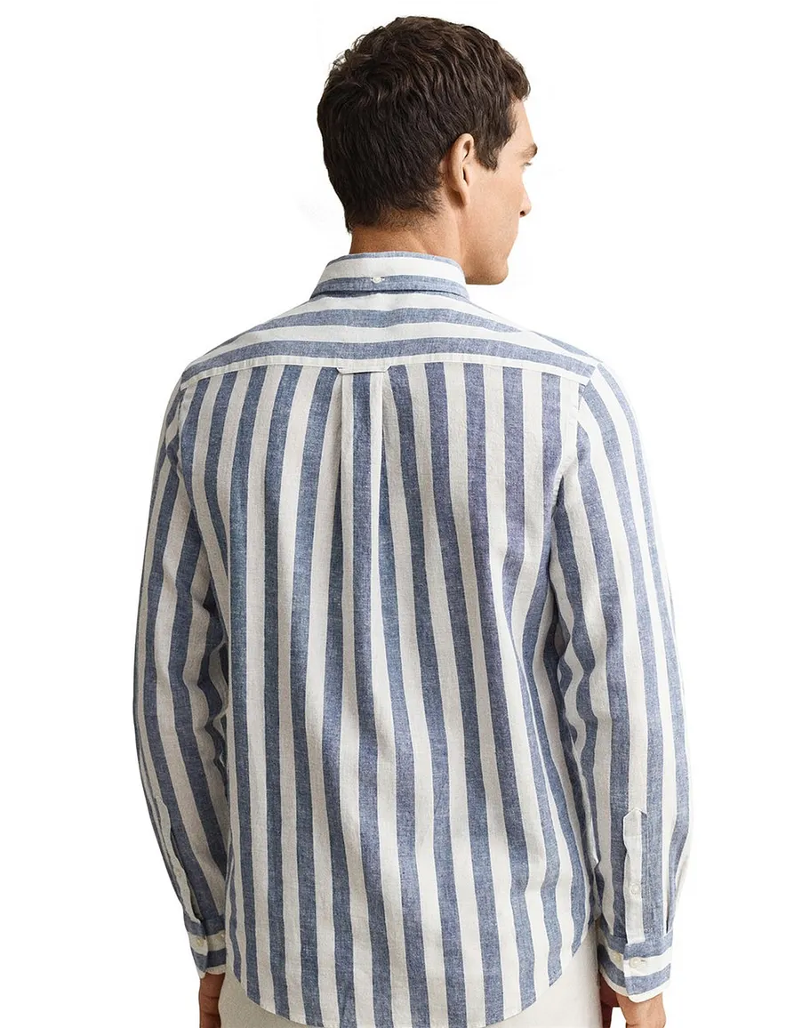 Blauw gestreept overhemd Gant wijde fit borstzak