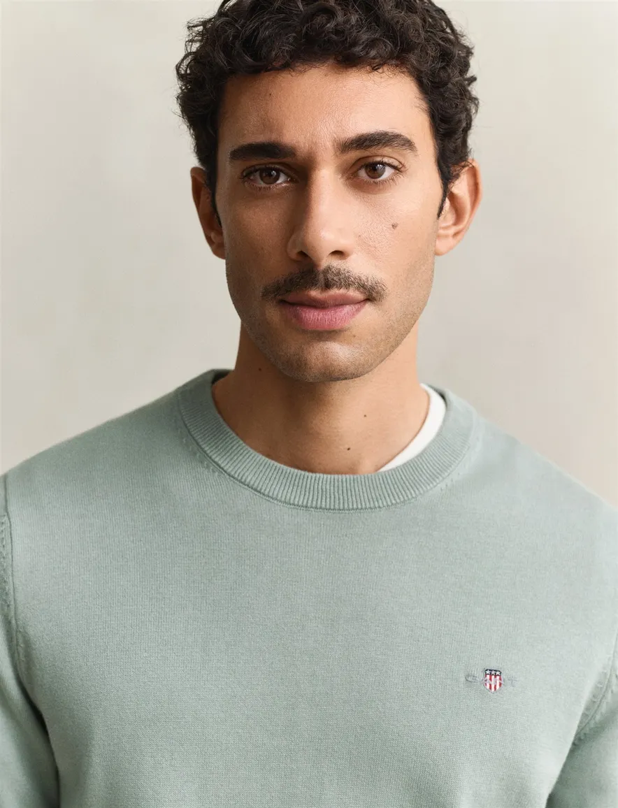 Gant trui turquoise ronde hals