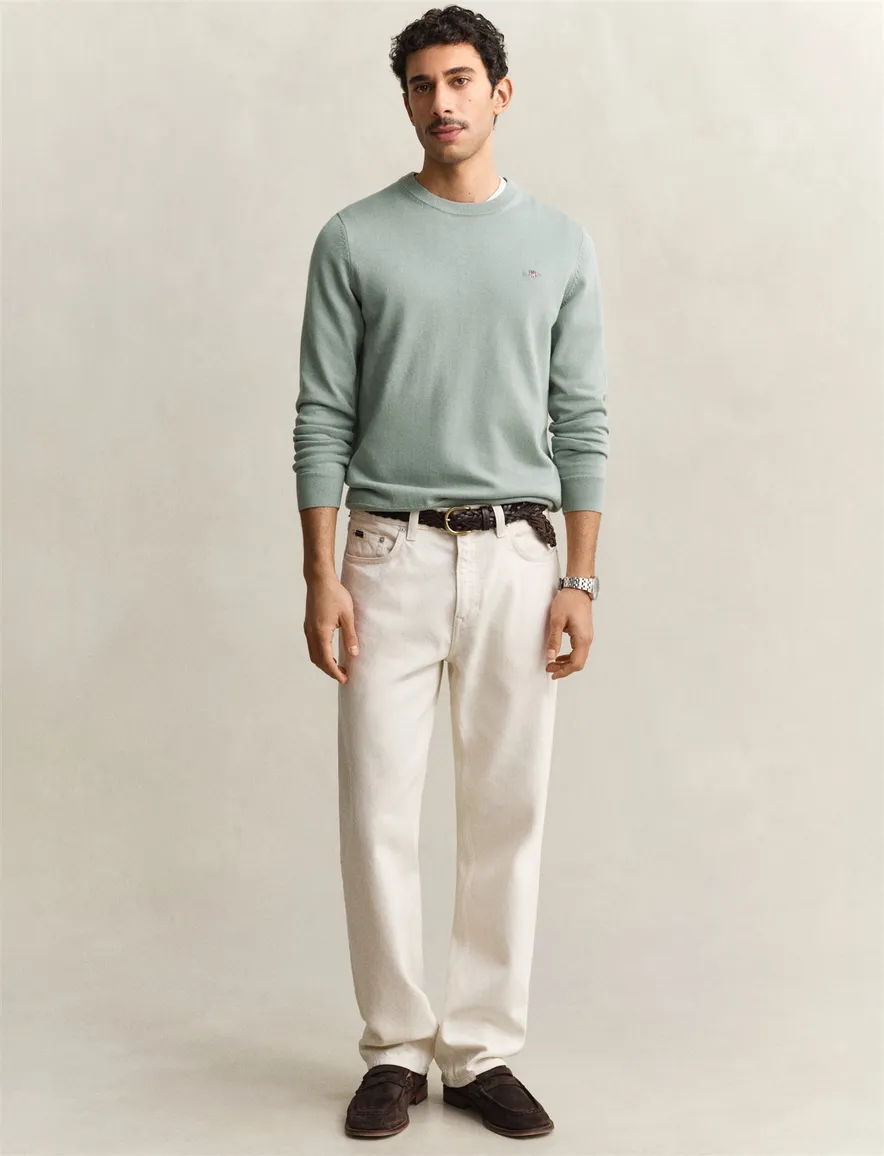 Gant trui turquoise ronde hals