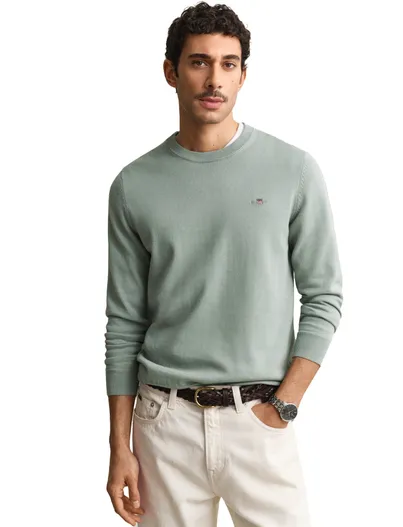 Gant Gant trui turquoise ronde hals