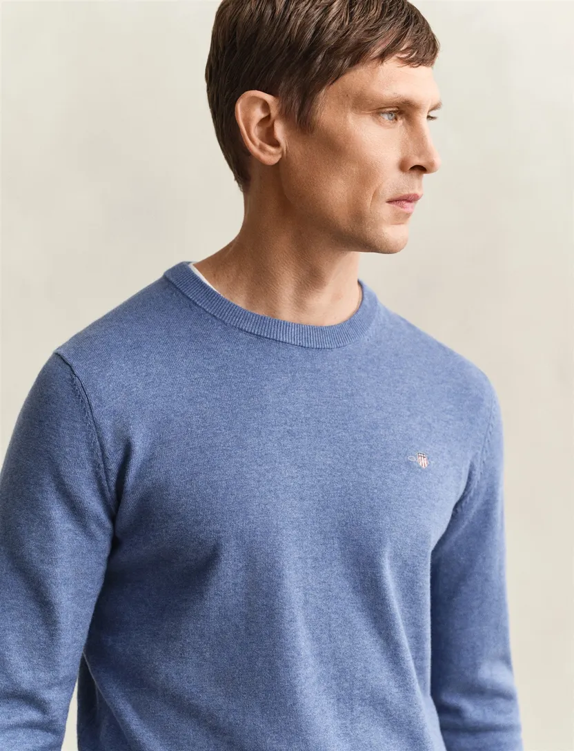 Trui Gant blauw ronde hals normale fit