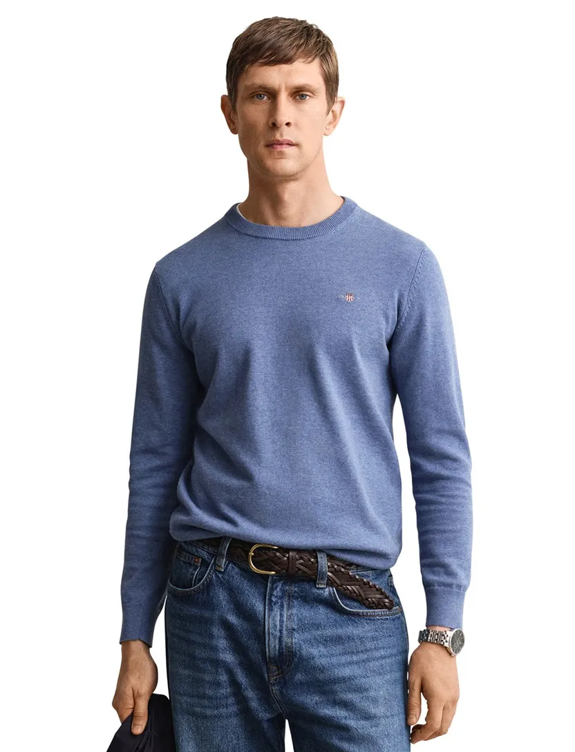 Trui Gant blauw ronde hals normale fit