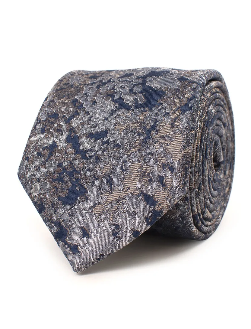 Blauw bruine stropdas Tresantie met ingeweven patroon zijde