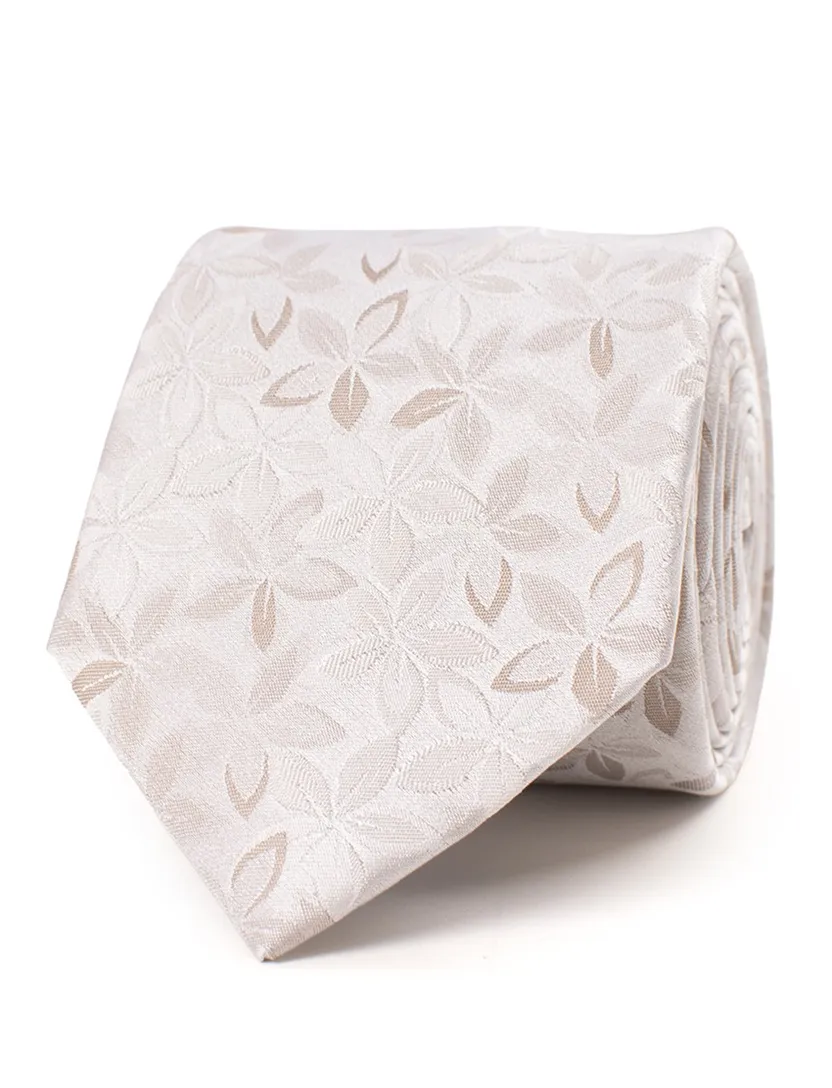 Tresanti stropdas beige bloemen print zijde