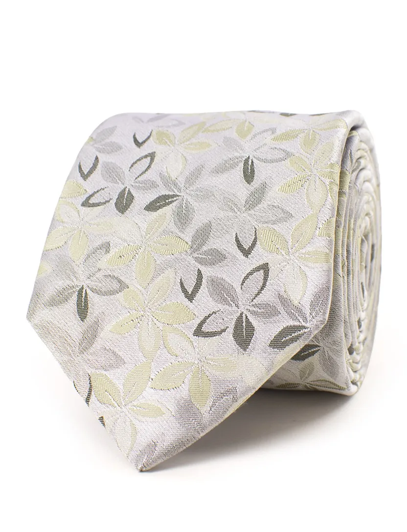 Tresanti stropdas groen bloemen print zijde
