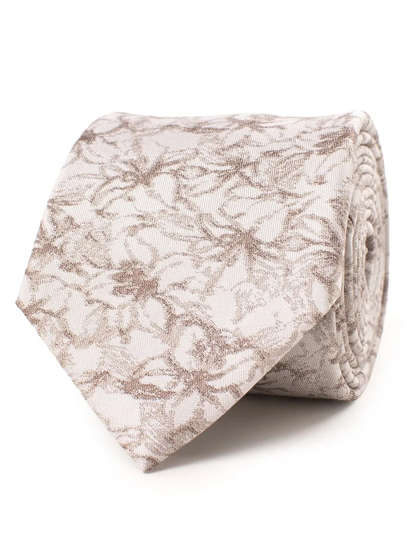 Tresanti stropdas beige bloemen print