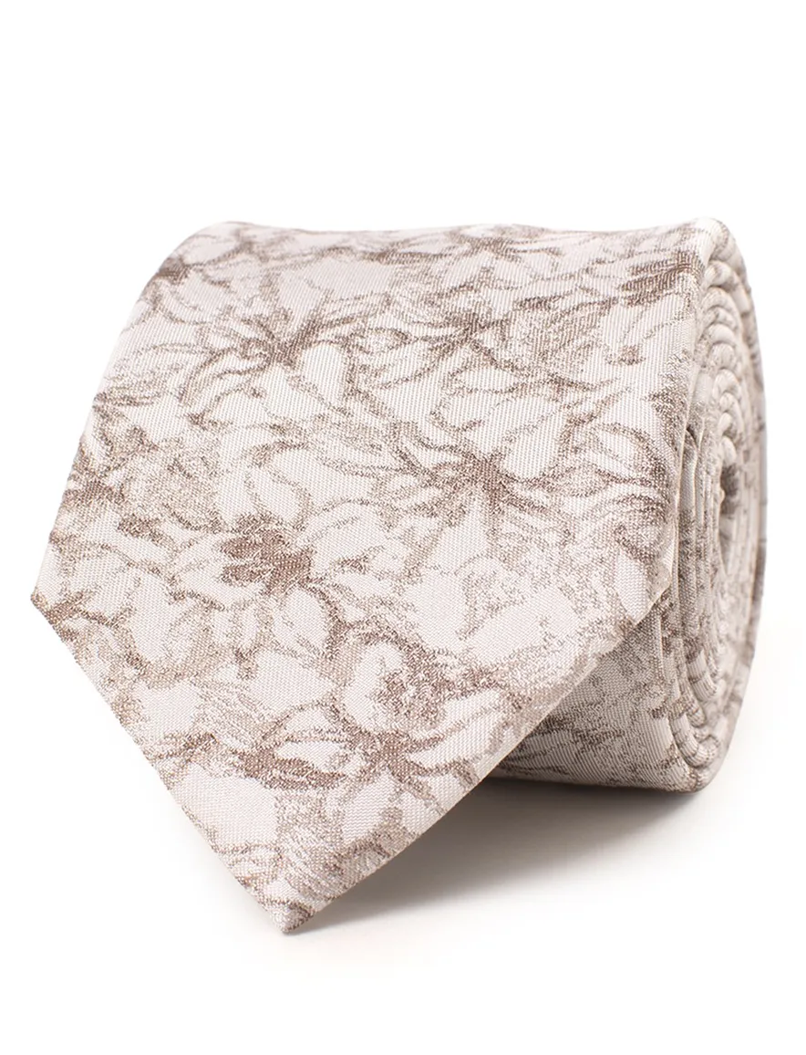 Tresanti stropdas beige bloemen print