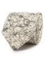 Beige zijden stropdas met verfijnd groen bloemmotief