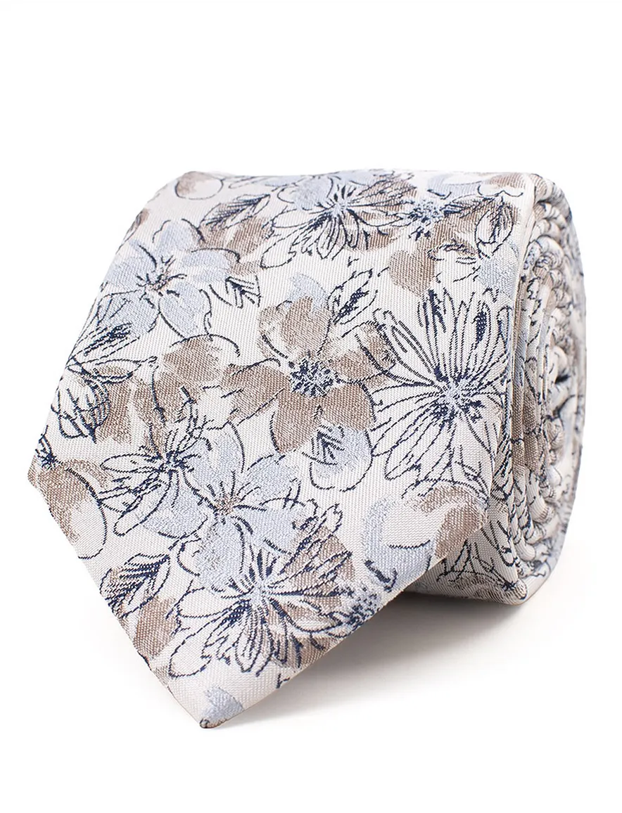 Tresanti stropdas beige bloemen printje