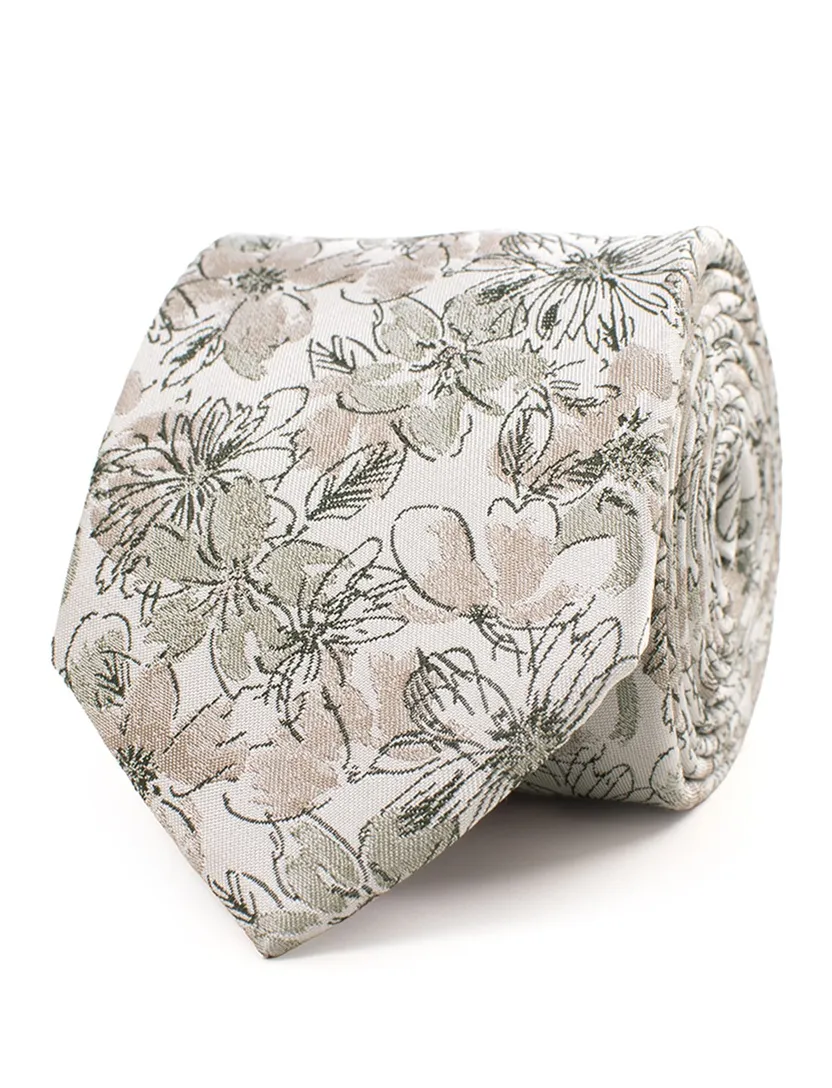 Tresanti stropdas groen en beige bloemen