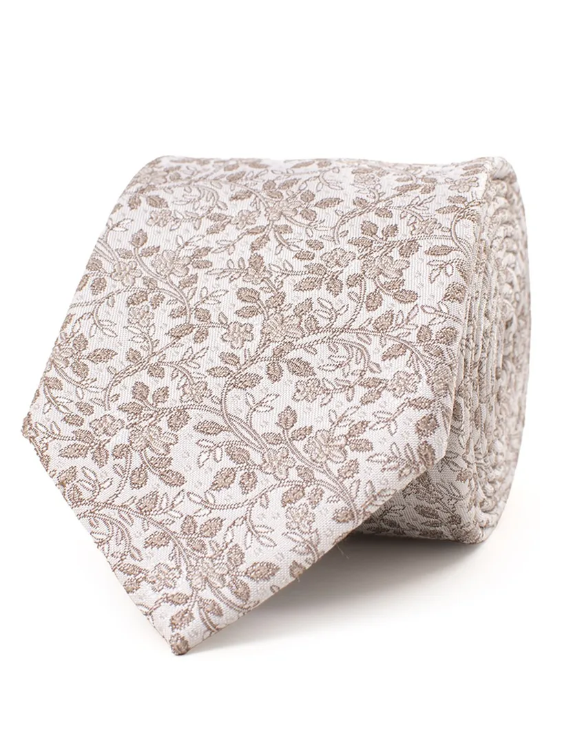Tresanti stropdas beige geprint zijde