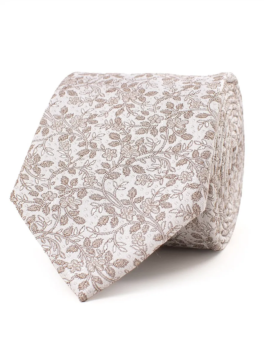 Tresanti stropdas beige geprint zijde