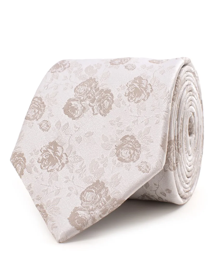 Tresanti stropdas beige bloemen print