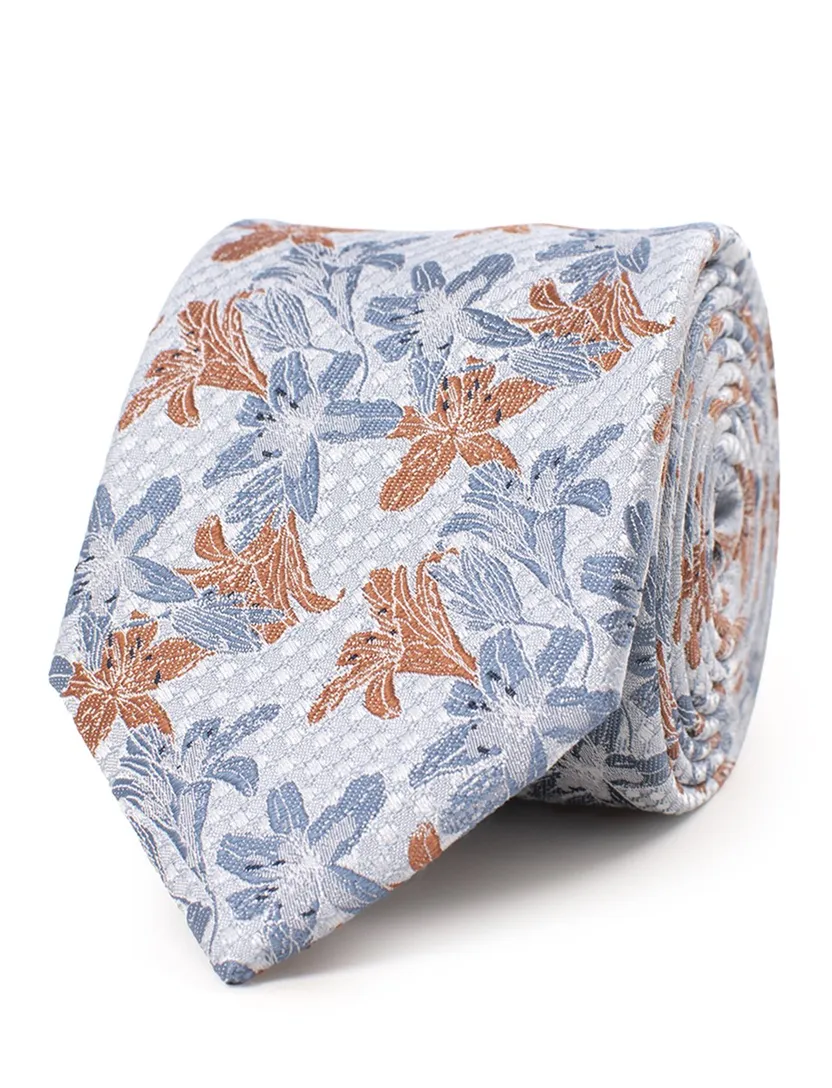 Tresanti stropdas van zijde met blauw oranje print