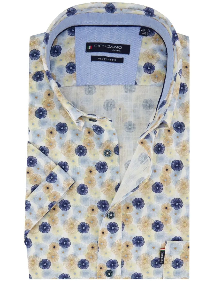 Giordano button down boord overhemd blauw geprint