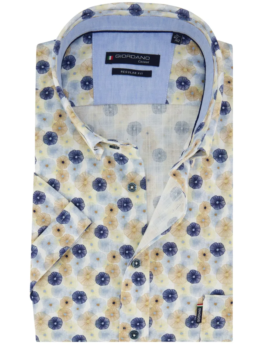 Giordano overhemd lichtblauw bloemen patroon