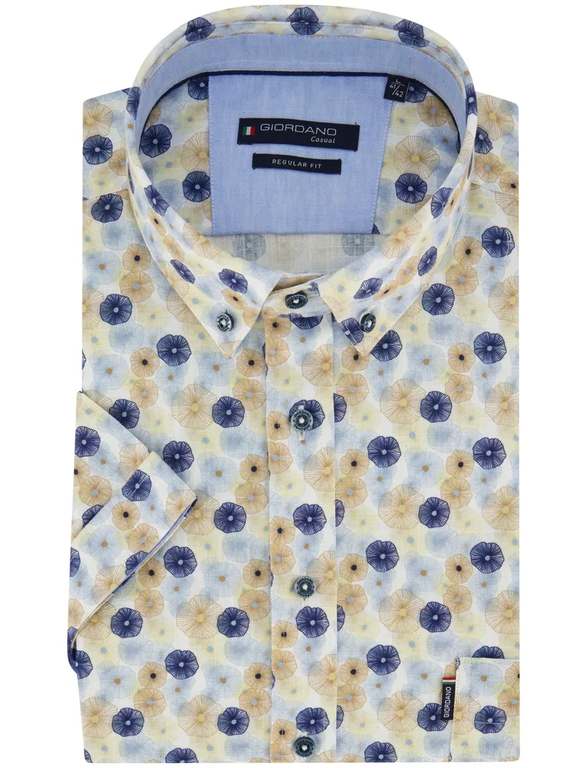 Blauw katoenen overhemd Giordano regular fit bloemenprint
