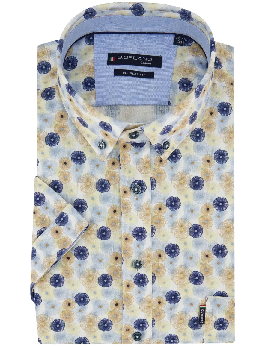 Giordano overhemd lichtblauw bloemen patroon