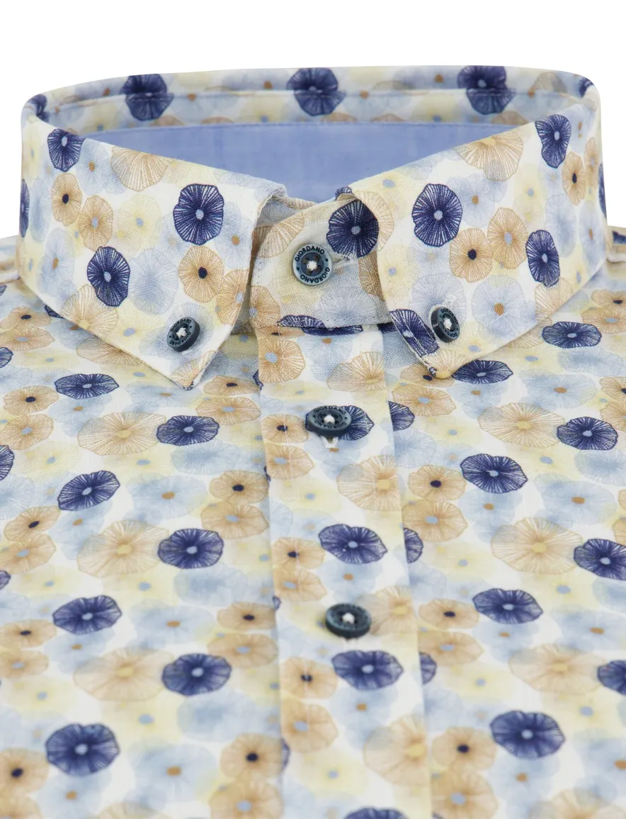 Giordano overhemd lichtblauw bloemen patroon