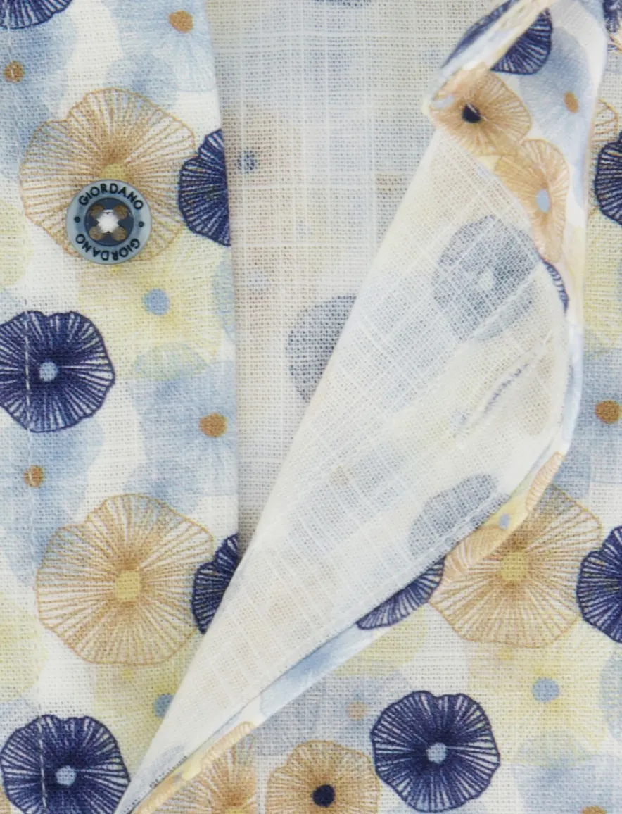 Giordano overhemd lichtblauw bloemen patroon