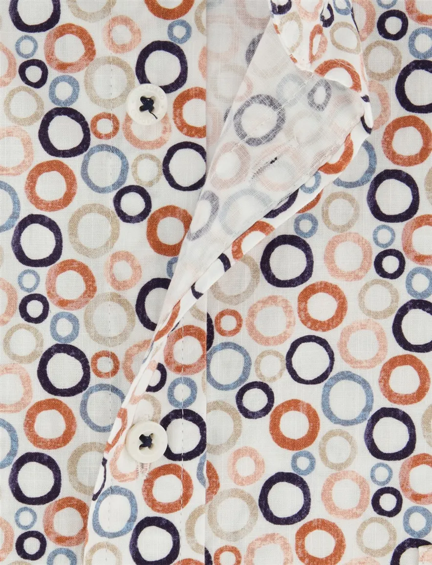 Giordano Regular Fit overhemd oranje geprint cirkels blauw